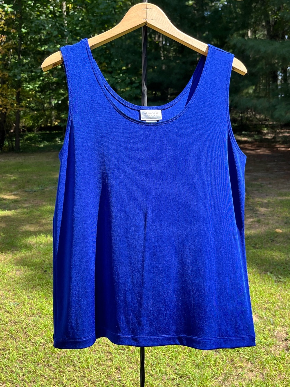 Chico’s Travelers Slinky Cobalt Blue Tank Top Size 3 / XL 16 Minimal Lagenlook